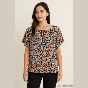 Liz Claiborne Women's Abstract Brown and Black Blouse